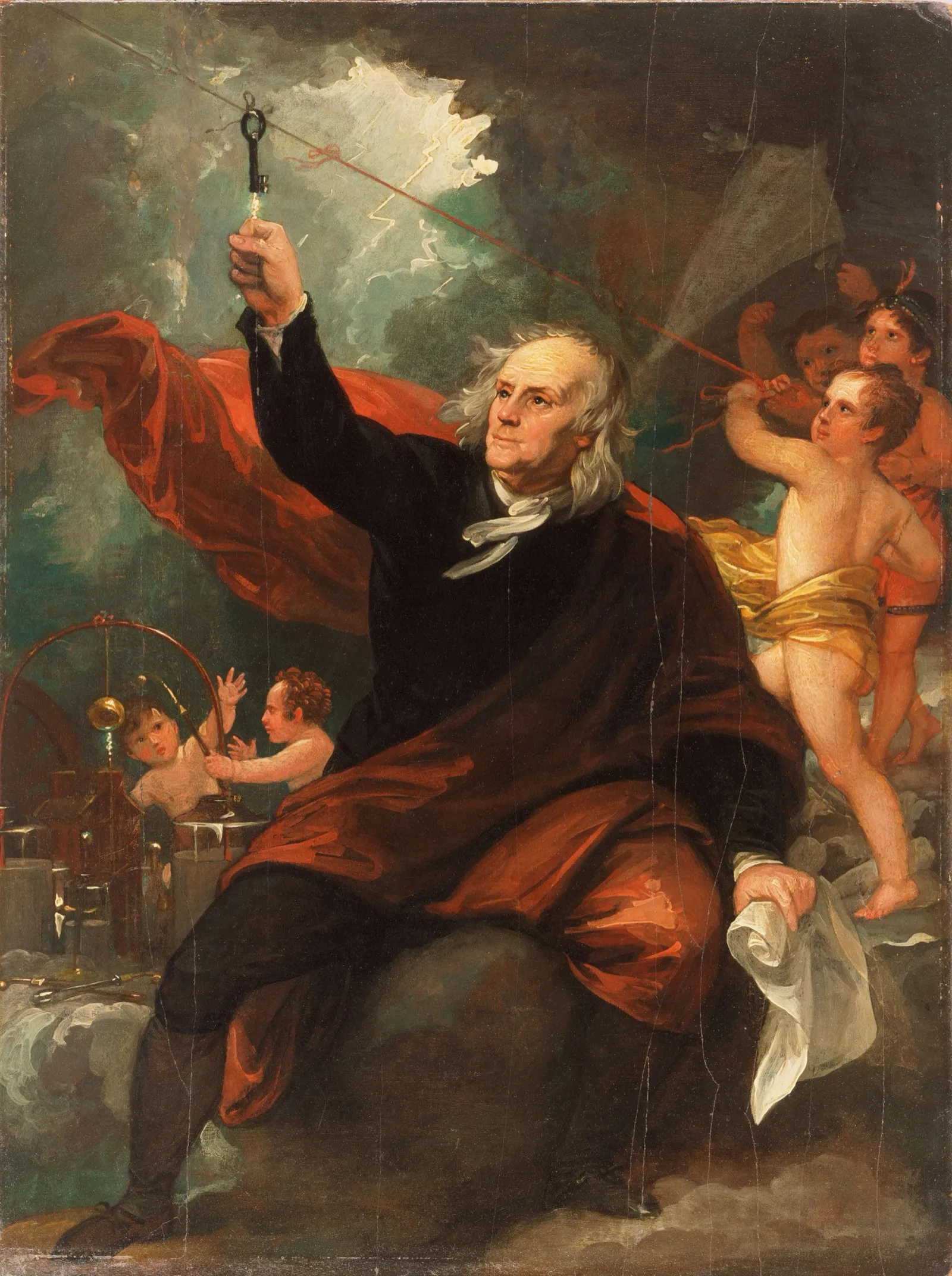 Franklin's kite experiment with lightning